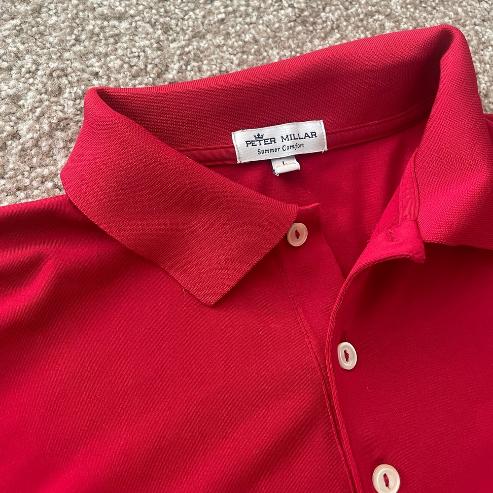 Red Peter Millar Golf Polo